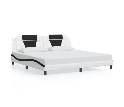 Gultas Rāmis Ar Led, Balts Un Melns, 200X200 Cm, Mākslīgā Āda Vidaxl