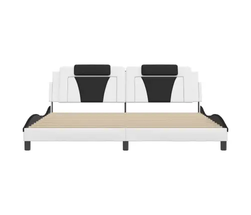 Gultas Rāmis Ar Led, Balts Un Melns, 200X200 Cm, Mākslīgā Āda Vidaxl