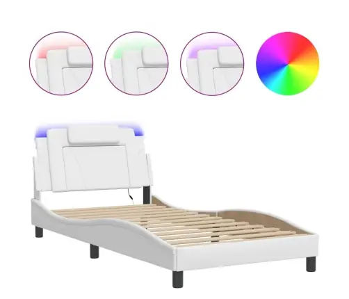 Gultas Rāmis, Viana, Ar Led Bez Matrača, Balts, 100X203 Cm Vidaxl