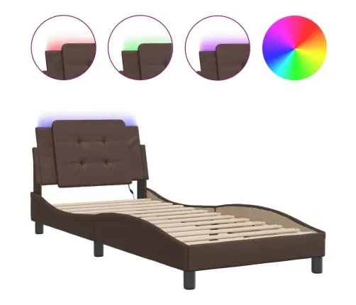 Gultas Rāmis Ar Led, Brūns, 80X200 Cm, Mākslīgā Āda Vidaxl