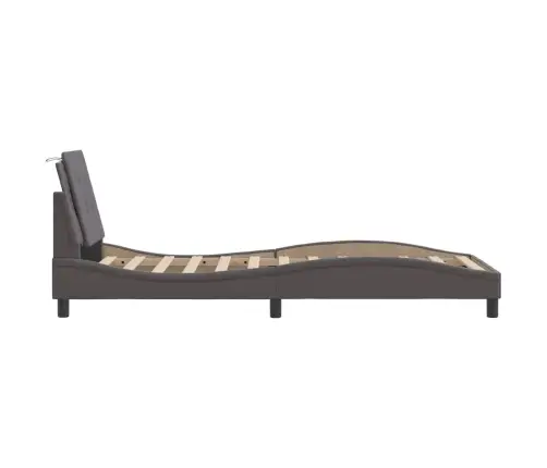 Gultas Rāmis Ar Led, Pelēks, 80X200 Cm, Mākslīgā Āda Vidaxl