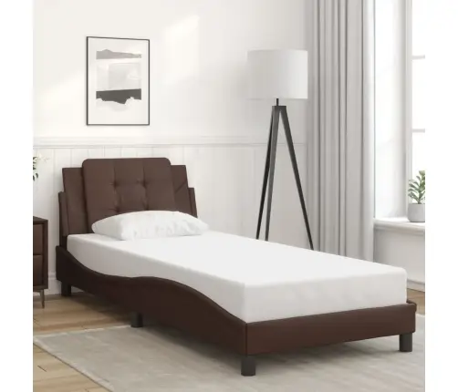 Gultas Rāmis Ar Led, Brūns, 90X200 Cm, Mākslīgā Āda Vidaxl