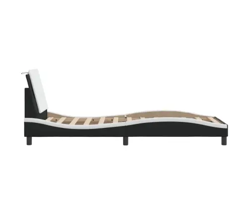 Gultas Rāmis Ar Led, Melns Un Balts, 90X200 Cm, Mākslīgā Āda Vidaxl