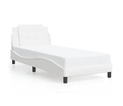 Gultas Rāmis Ar Led, Balts, 100X200 Cm, Mākslīgā Āda Vidaxl