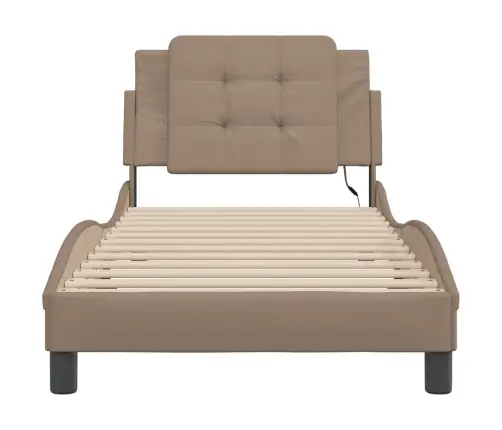 Gultas Rāmis Ar Led, Kapučīno, 100X200 Cm, Mākslīgā Āda Vidaxl