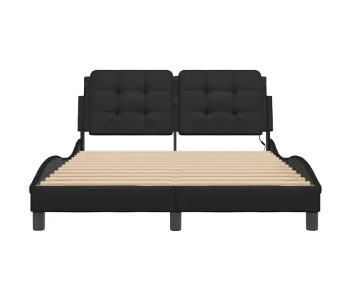 Gultas Rāmis Ar Led, Melns, 120X200 Cm, Mākslīgā Āda Vidaxl