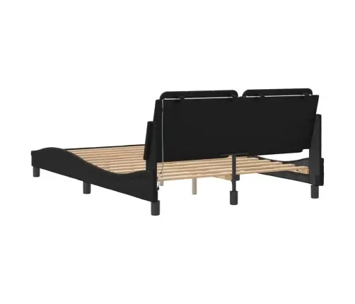 Gultas Rāmis Ar Led, Melns, 120X200 Cm, Mākslīgā Āda Vidaxl