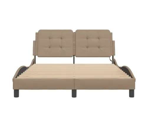 Gultas Rāmis Ar Led, Kapučīno, 120X200 Cm, Mākslīgā Āda Vidaxl