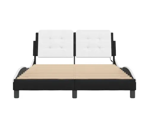 Gultas Rāmis Ar Led, Melns Un Balts, 120X200 Cm, Mākslīgā Āda Vidaxl