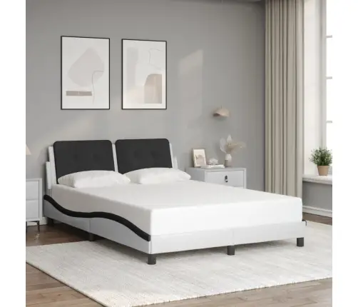 Gultas Rāmis Ar Led, Balts Un Melns, 120X200 Cm, Mākslīgā Āda Vidaxl