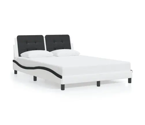 Gultas Rāmis Ar Led, Balts Un Melns, 120X200 Cm, Mākslīgā Āda Vidaxl