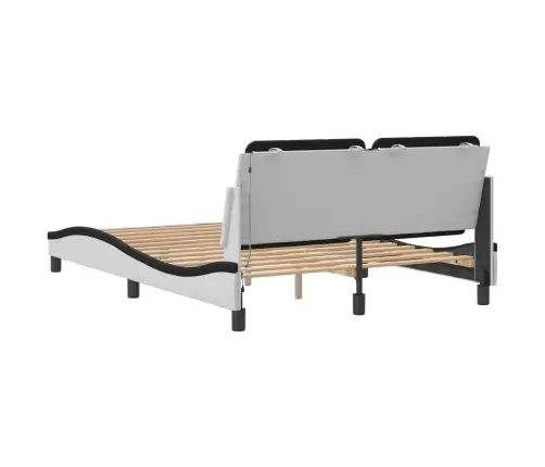 Gultas Rāmis Ar Led, Balts Un Melns, 120X200 Cm, Mākslīgā Āda Vidaxl