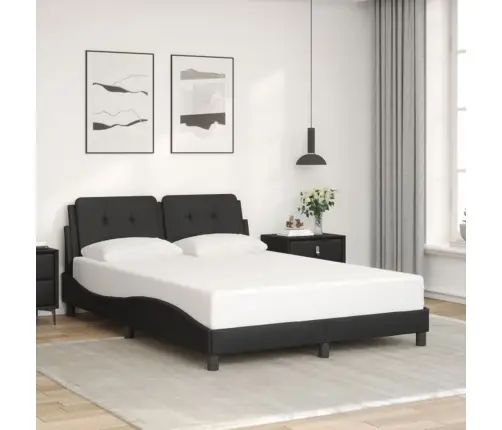 Gultas Rāmis Ar Led, Melns , 140X190 Cm, Mākslīgā Āda Vidaxl