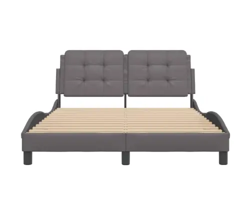 Gultas Rāmis Ar Led, Pelēks, 140X190 Cm, Mākslīgā Āda Vidaxl