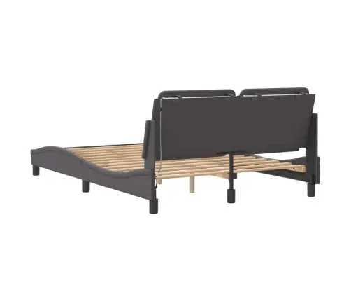 Gultas Rāmis Ar Led, Pelēks, 140X190 Cm, Mākslīgā Āda Vidaxl