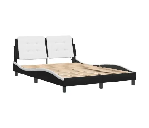 Gultas Rāmis Ar Led, Melns Un Balts, 140X190 Cm, Mākslīgā Āda Vidaxl