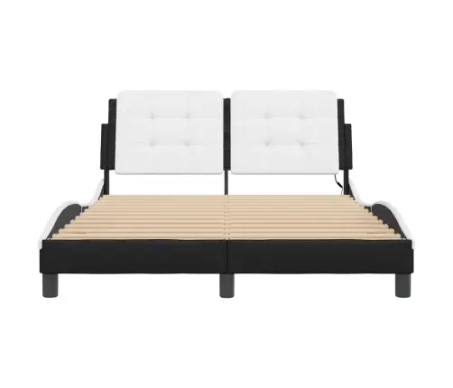 Gultas Rāmis Ar Led, Melns Un Balts, 140X190 Cm, Mākslīgā Āda Vidaxl