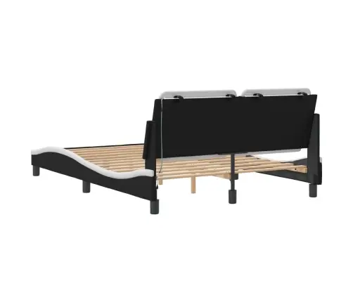 Gultas Rāmis Ar Led, Melns Un Balts, 140X200 Cm, Mākslīgā Āda Vidaxl