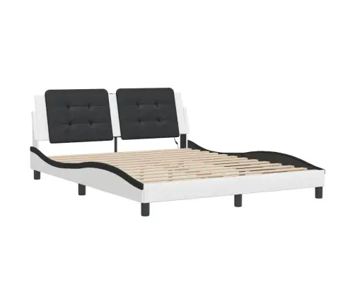 Gultas Rāmis Ar Led, Balts Un Melns, 160X200 Cm, Mākslīgā Āda Vidaxl