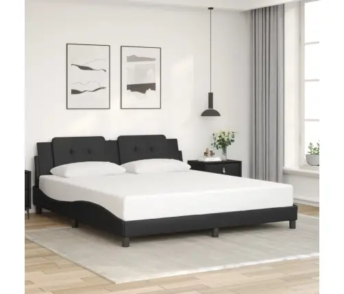 Gultas Rāmis Ar Led, Melns, 180X200 Cm, Mākslīgā Āda Vidaxl