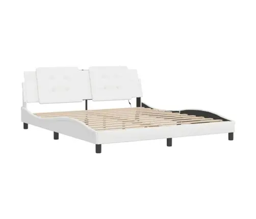 Gultas Rāmis Ar Led, Balts, 180X200 Cm, Mākslīgā Āda Vidaxl