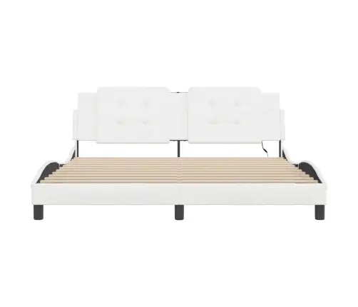 Gultas Rāmis Ar Led, Balts, 180X200 Cm, Mākslīgā Āda Vidaxl