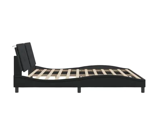 Gultas Rāmis Ar Led, Melns, 200X200 Cm, Mākslīgā Āda Vidaxl