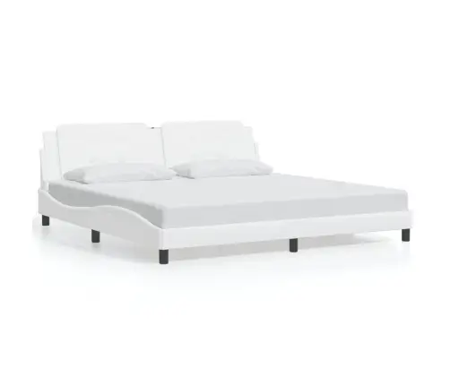 Gultas Rāmis Ar Led, Balts, 200X200 Cm, Mākslīgā Āda Vidaxl