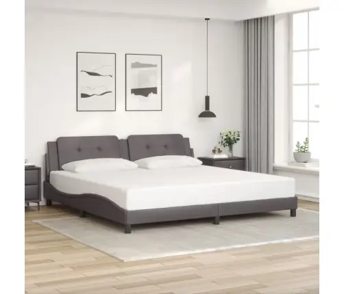 Gultas Rāmis Ar Led, Pelēks, 200X200 Cm, Mākslīgā Āda Vidaxl