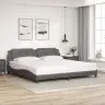 Gultas Rāmis Ar Led, Pelēks, 200X200 Cm, Mākslīgā Āda Vidaxl