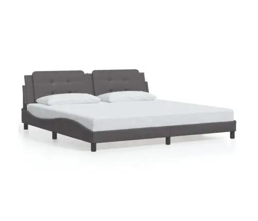 Gultas Rāmis Ar Led, Pelēks, 200X200 Cm, Mākslīgā Āda Vidaxl