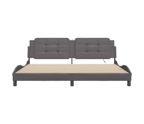 Gultas Rāmis Ar Led, Pelēks, 200X200 Cm, Mākslīgā Āda Vidaxl