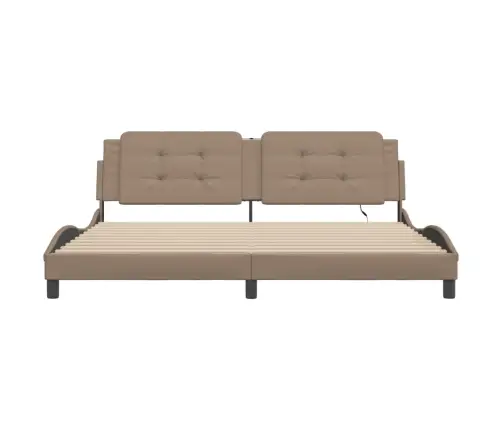 Gultas Rāmis Ar Led, Kapučīno, 200X200 Cm, Mākslīgā Āda Vidaxl