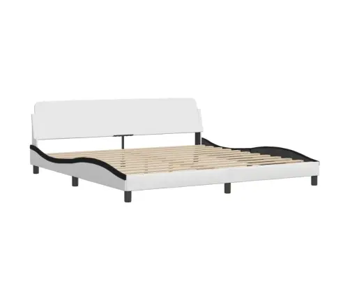 Gultas Rāmis Ar Led, Balts Un Melns, 200X200 Cm, Mākslīgā Āda Vidaxl