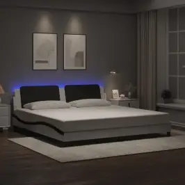 Gultas Rāmis Ar Led Bez Matrača, Zadar, Balts Un Melns, 200X200 Cm Vidaxl