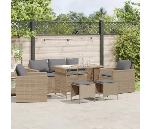 6-Daļīgs Dārza Dīvāna Komplekts, Matrači, Bēša Pe Rotangpalma Vidaxl