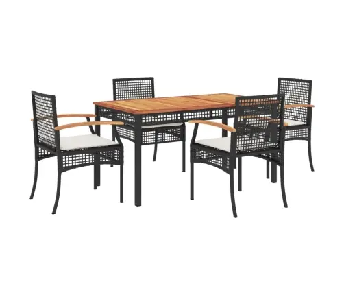 Sodo Komplektas Su Pagalvėlėmis, 5 Dalių, Juodas, Poliratanas