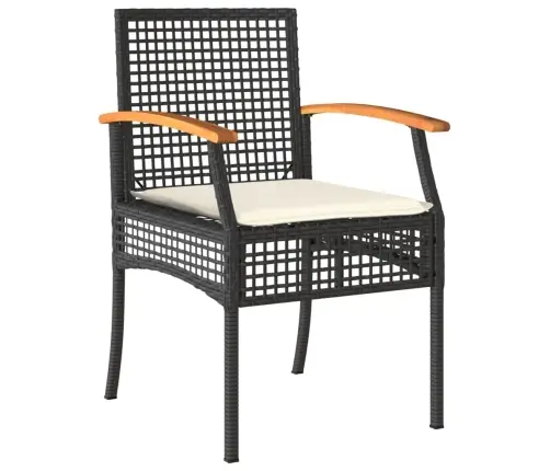 Sodo Komplektas Su Pagalvėlėmis, 5 Dalių, Juodas, Poliratanas