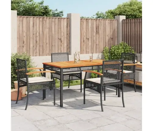 Sodo Komplektas Su Pagalvėlėmis, 5 Dalių, Juodas, Poliratanas