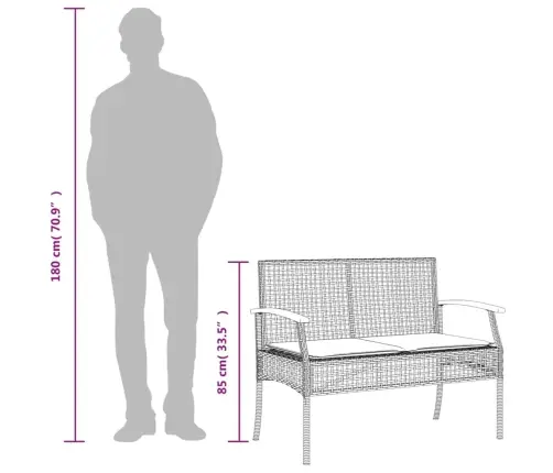 3-Osaline Aiamööbli Komplekt Patjadega, Must, Polürotang