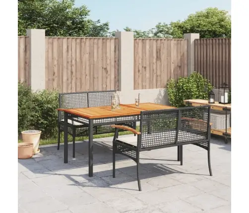 3-Osaline Aiamööbli Komplekt Patjadega, Must, Polürotang