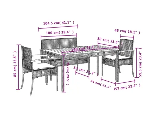 4-Daļīgs Dārza Virtuves Mēbeļu Komplekts, Melna Pe Rotangpalma Vidaxl