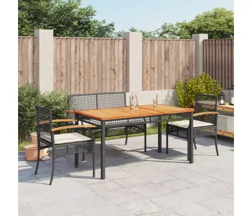 4-Daļīgs Dārza Virtuves Mēbeļu Komplekts, Melna Pe Rotangpalma Vidaxl