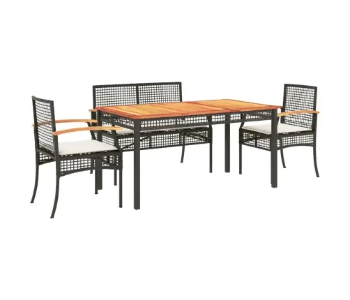 Sodo Komplektas Su Pagalvėlėmis, 5 Dalių, Juodas, Poliratanas