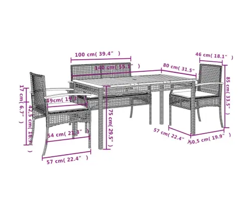 Sodo Komplektas Su Pagalvėlėmis, 5 Dalių, Juodas, Poliratanas