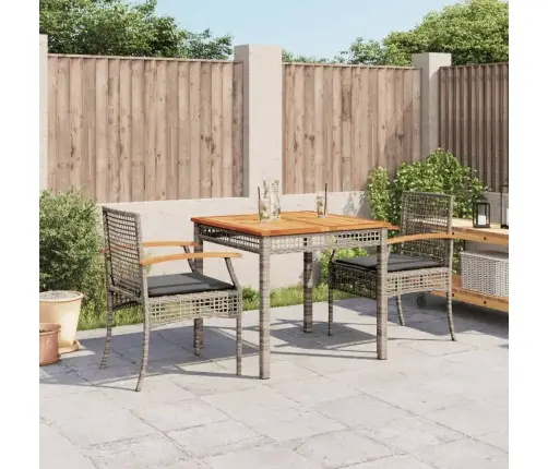 3-Osaline Aiamööbli Komplekt Patjadega, Hall, Polürotang