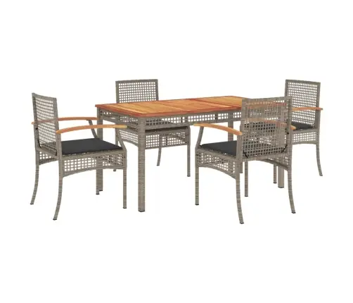 5-Daļīgs Dārza Mēbeļu Komplekts, Matrači, Pelēka Pe Rotangpalma Vidaxl