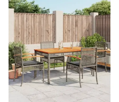 5-Daļīgs Dārza Mēbeļu Komplekts, Matrači, Pelēka Pe Rotangpalma Vidaxl