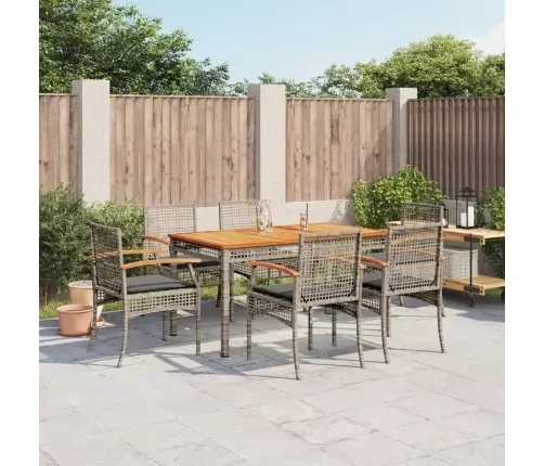 Sodo Komplektas Su Pagalvėlėmis, 7 Dalių, Pilkas, Poliratanas