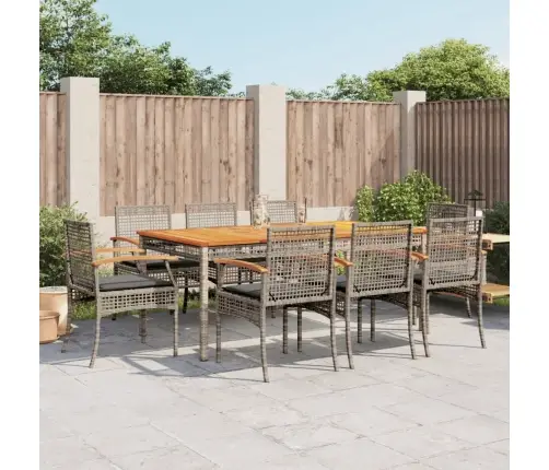 9-Osaline Aiamööbli Komplekt Patjadega, Hall, Polürotang